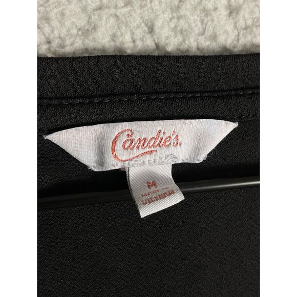 Candie’s Knot-Front Scoop Tee Women M Black Soft Stretch Casual Minimalist Basic - Picture 6 of 8